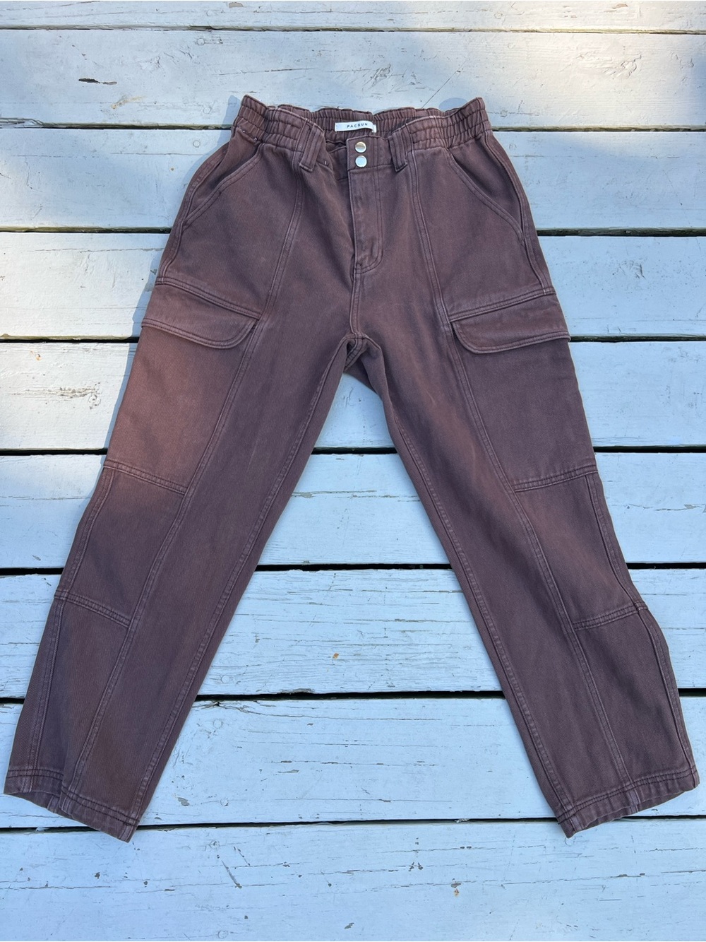 PacSun Brown Elastic Waist Utility Cargo Pants Size M